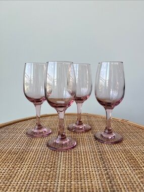 Vintage Pink Purple Wine Glasses Set of 4